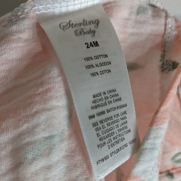 Sterling Baby Ruffle Top Sleeveless Elastic Waist Pant 2 Piece Set Pink Whi- 24m - Picture 5 of 6